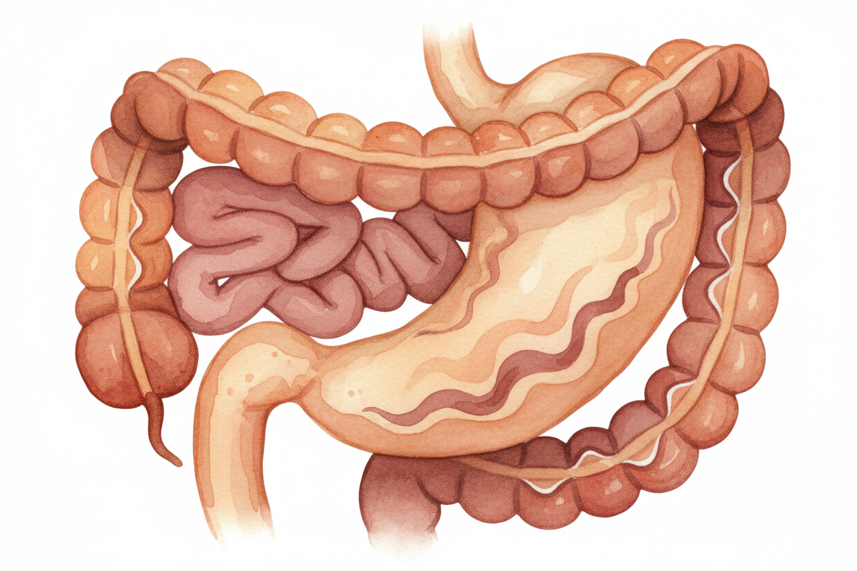 The walls of your stomach and intestines are made of muscle, and those muscles are always squeezing and relaxing in wave