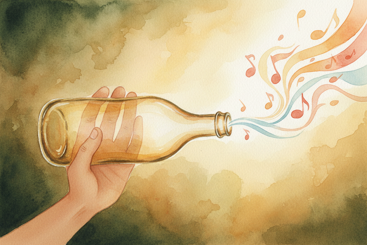 ~~It's exactly like~~ **blowing across the top of an empty bottle**. The bottle is hollow, air moves through it, and you