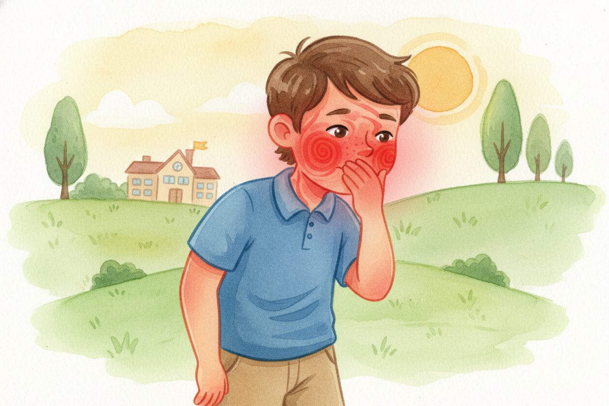 ~~But here's the strange part:~~ embarrassment blushing is different from regular blushing. When you exercise or get hot