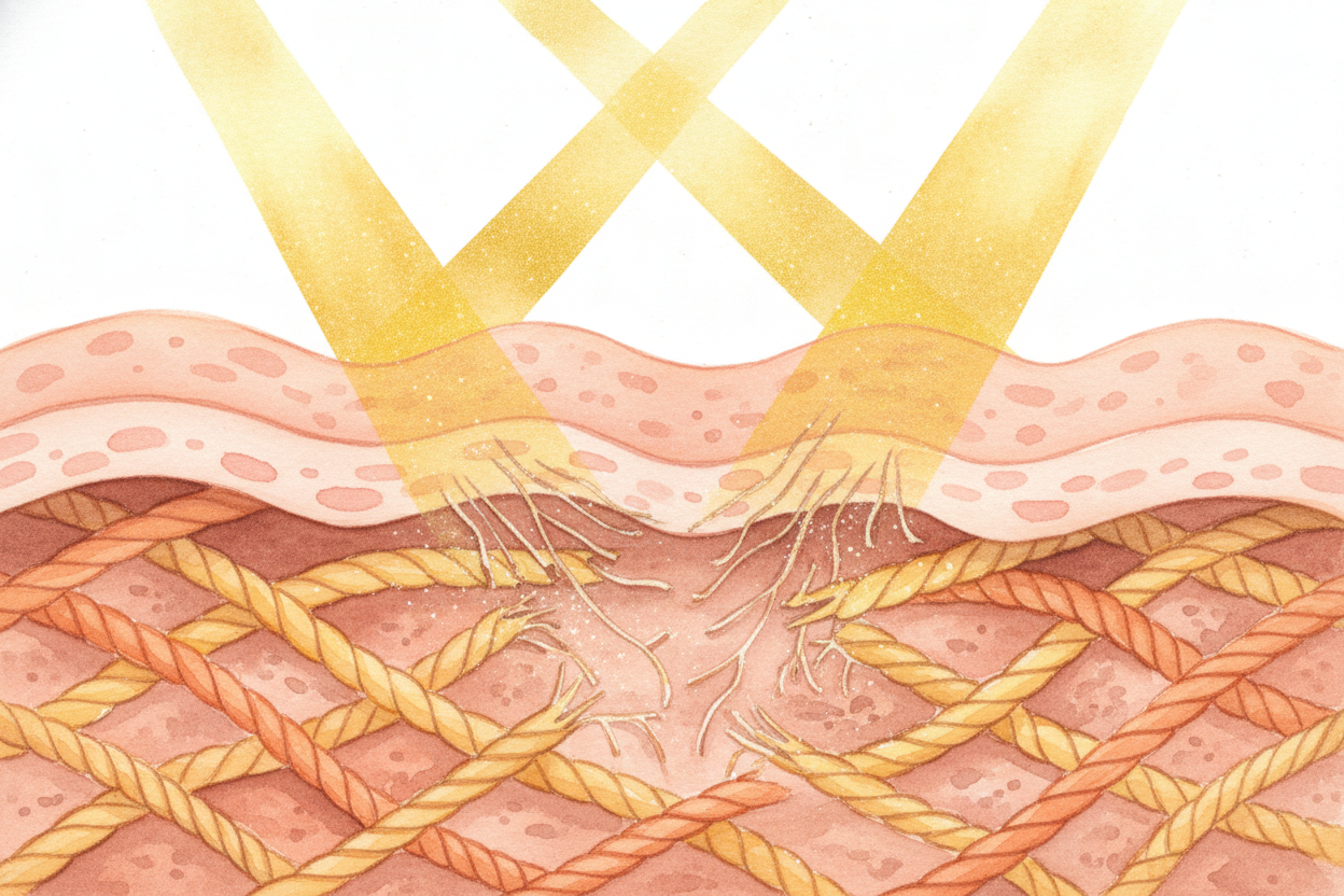 And then there's the sun — **the biggest wrinkle-maker of all**. Every time **UV rays** hit your skin, they sneak down i