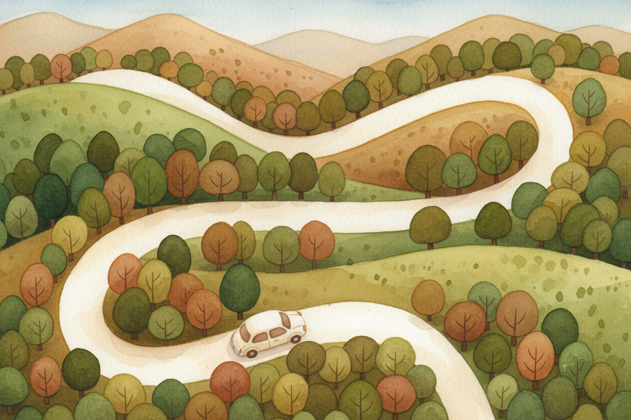 You're in the back seat, ~~winding up a mountain road~~. Left turn, right turn, dip, curve. Your stomach starts to feel…