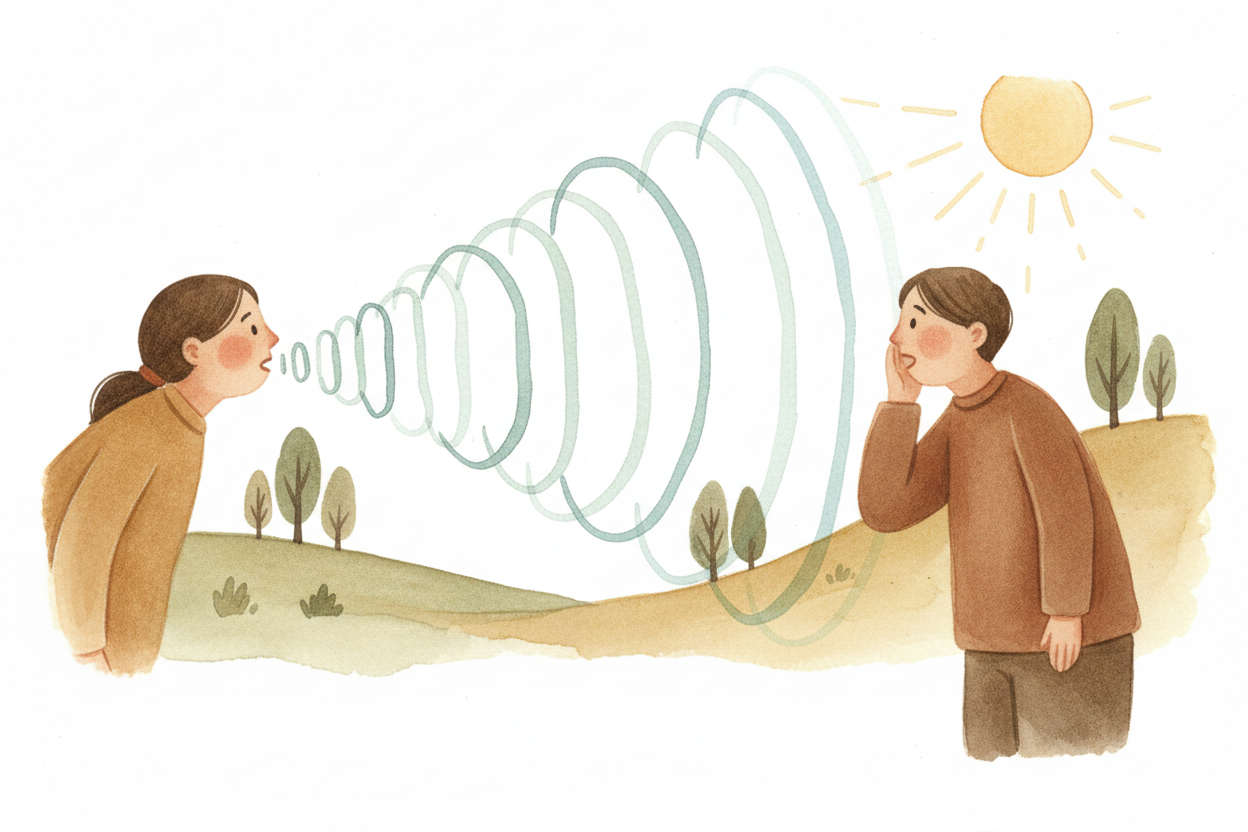 When you speak, sound waves ripple out through the air toward other people's ears. That's the "++air conduction++" route