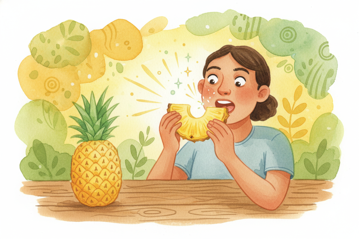 You bite into a juicy slice of pineapple and — ~~ow!~~ Your tongue tingles. Your mouth feels a little raw, **like you've
