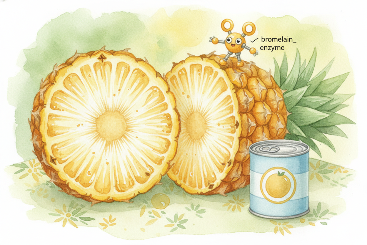 ++Bromelain++ is **especially strong in the pineapple's core** — _that tough, fibrous center you usually cut out_. The r