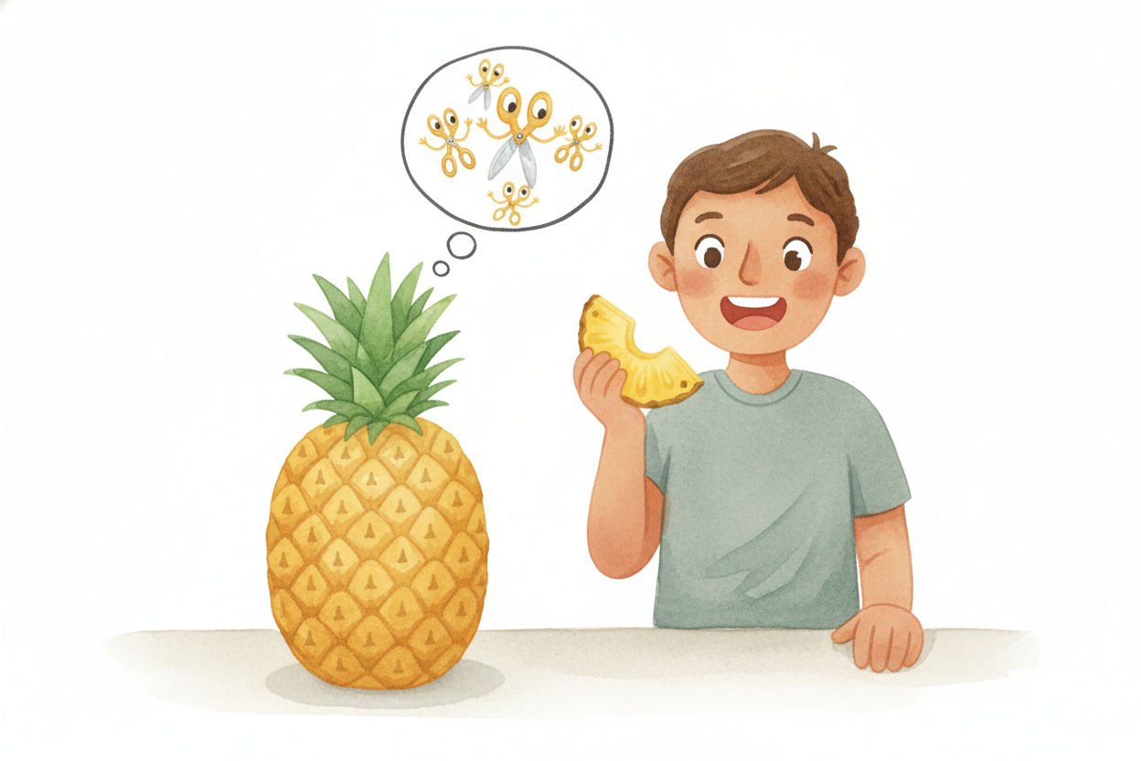 ~~So yes~~, the pineapple is fighting back — a little. **It's not personal.** ++Bromelain++ evolved to help the plant br