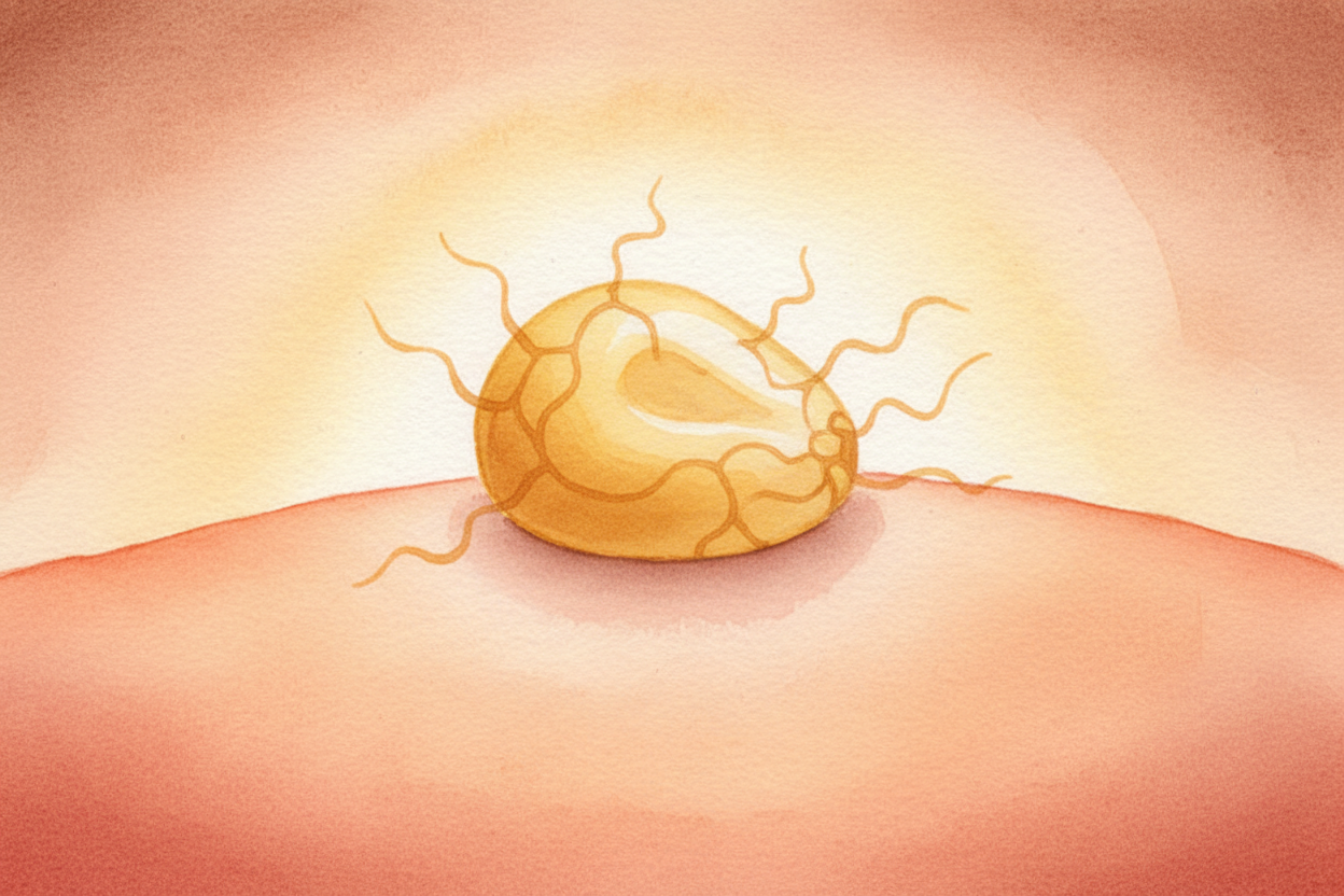 ~~The pressure builds and builds.~~ The starch inside gets hot and gooey, **like melted candy**. The kernel is now **a t