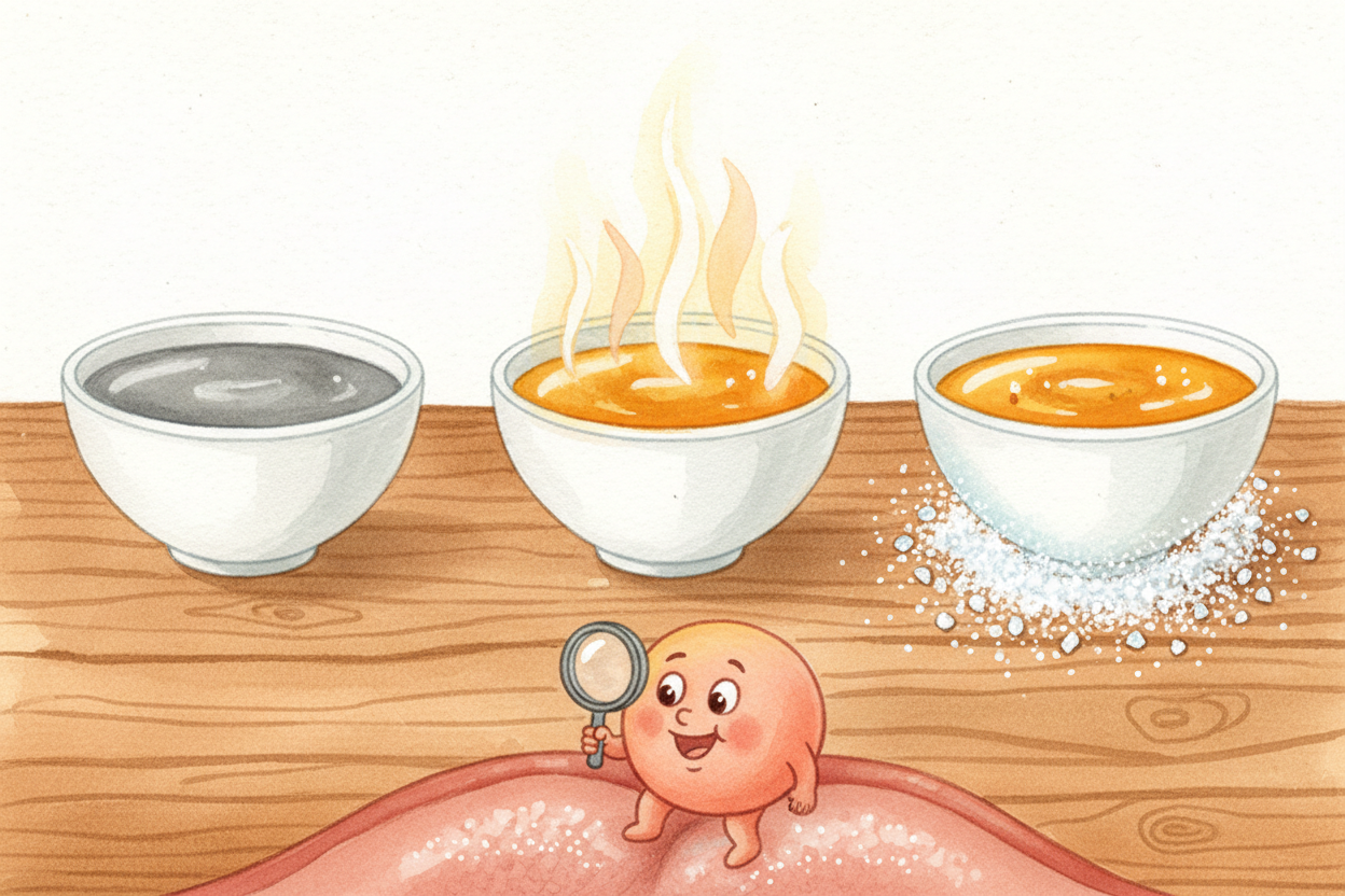 소금이 너무 적으면 음식 맛이 밋밋해져요. **마치 악기 하나로만 연주하는 노래 같지요.** 너무 많으면 소금 맛만 느껴져서 ~~다른 모든 맛을 덮어 버려요.~~ *딱 맞는 양*은 요리마다, 사람마다 달라요. 여러분