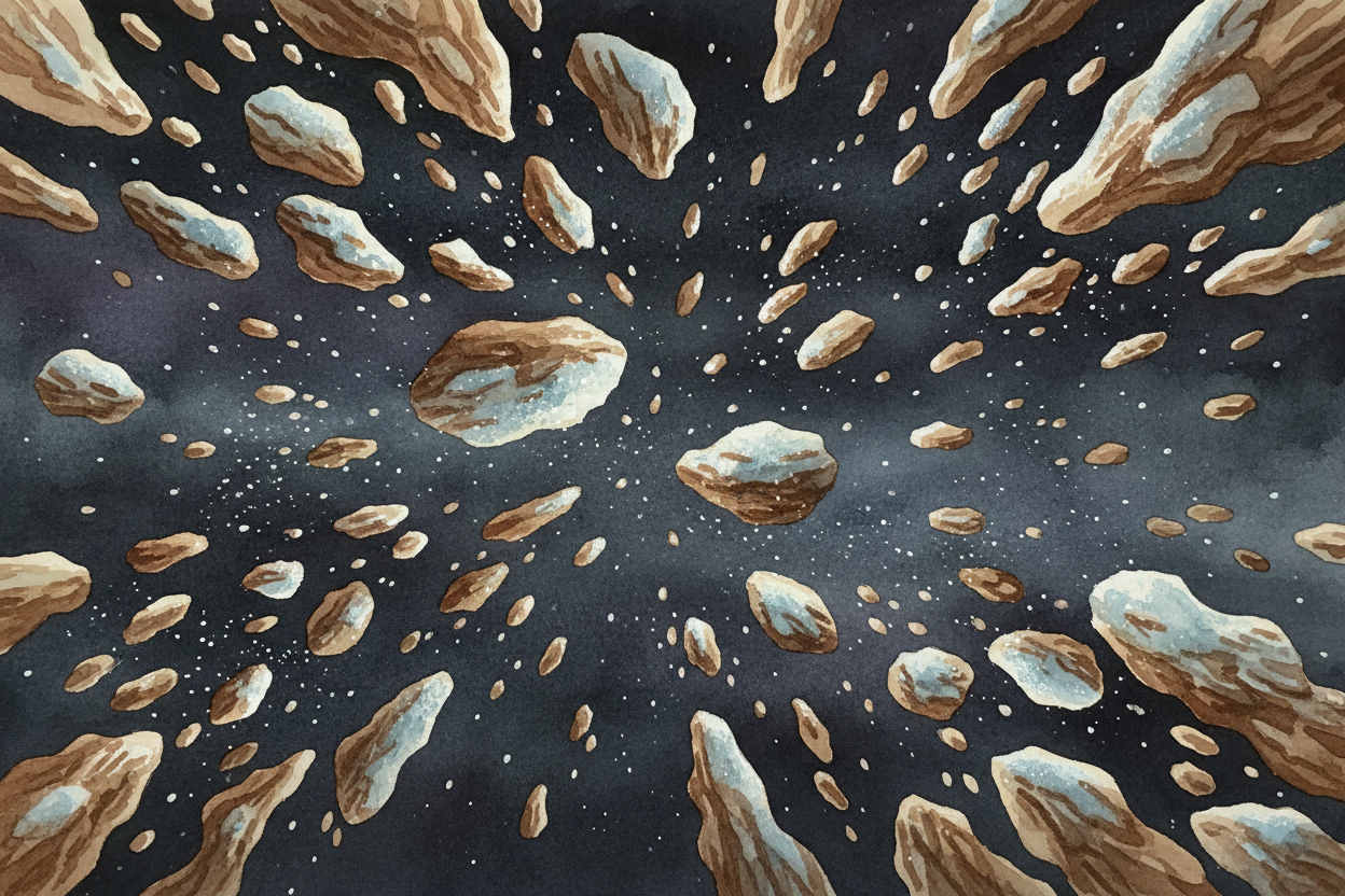 ~~Here's the thing about space:~~ it's full of stuff flying around. Rocks, ice chunks, dust — all leftovers from when th