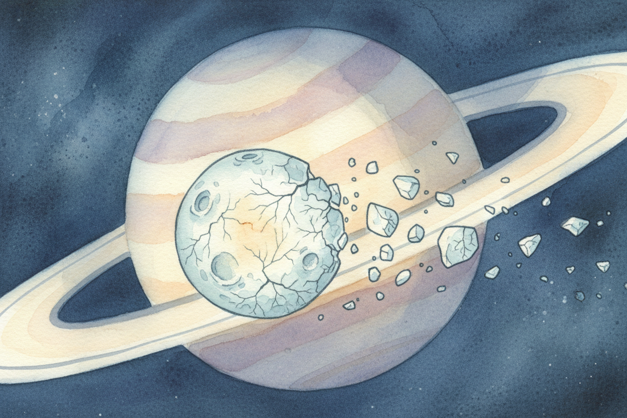 But why rings instead of just one big clump? Because Saturn has a danger zone called the ++Roche limit++. Inside this in