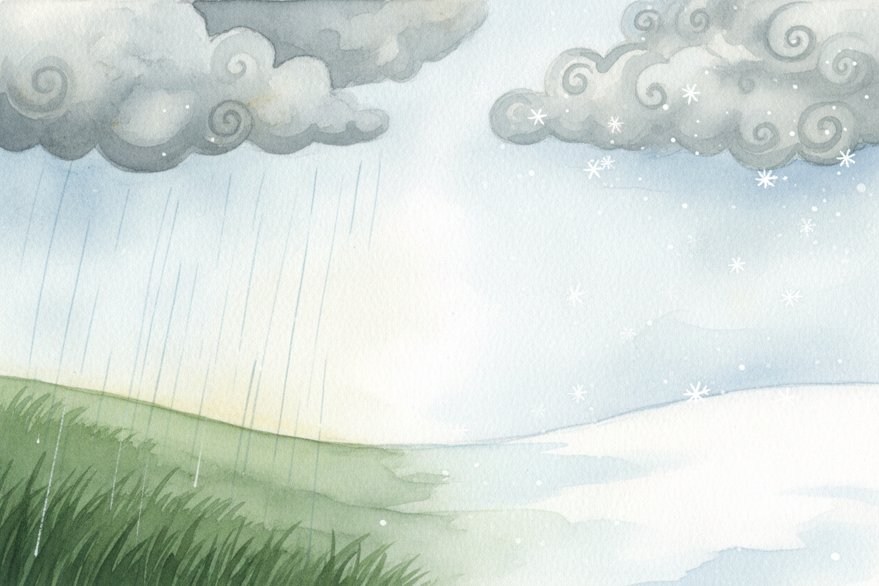~~Rain or snow~~ — it's the same water falling from the sky. So why does one storm drop **cold little crystals** while a