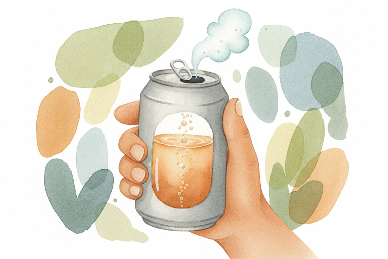You crack open a can of soda and — ~~pssshhht!~~ — a cloud of mist escapes. **Tiny bubbles race to the surface**, *tickl