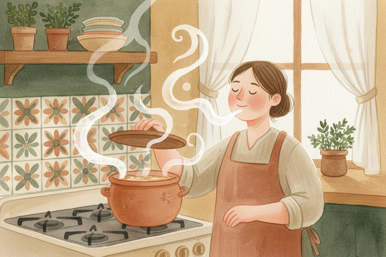 You lift the lid off a pot of chicken soup. Steam rises, and the smell hits you like a wave — warm, rich, unmistakable. 