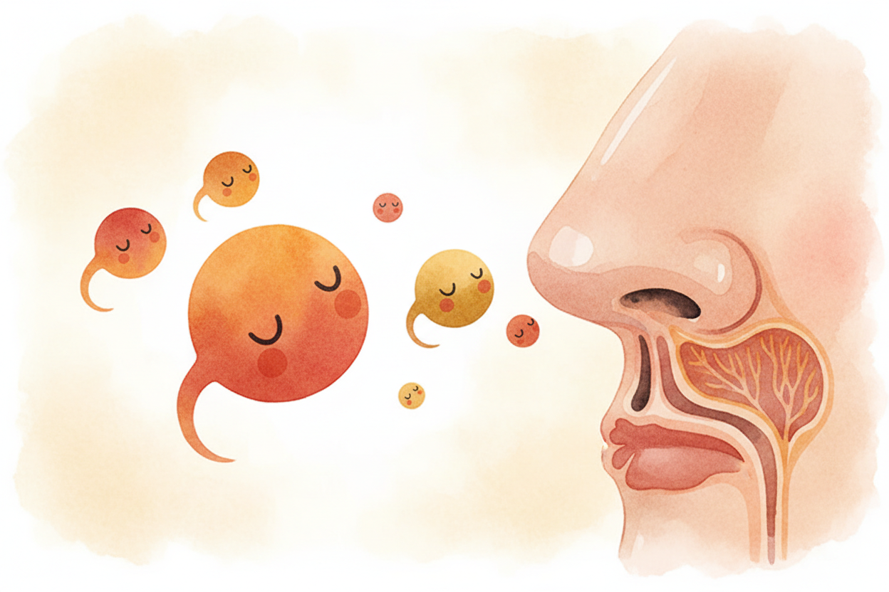 Smell is **chemistry meeting your nose**. When molecules from the soup — bits of onion, garlic, chicken fat, herbs — flo