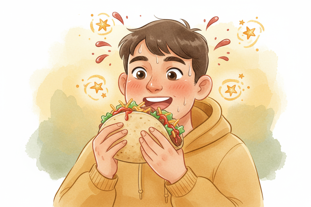 ~~The wildest part?~~ Some people learn to love it. Eat enough spicy food and your brain starts releasing *endorphins* —