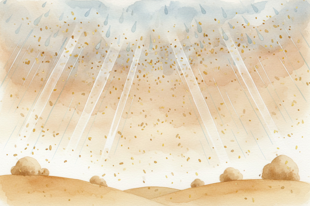 First, rain washes dust and pollution out of the air. All that **invisible gunk** floating around — pollen, car exhaust,