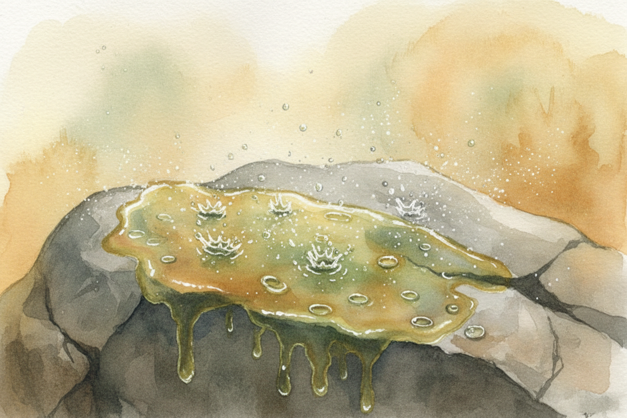 Rain also stirs up oils from plants. During dry spells, plants release oils that coat rocks, soil, even pavement. When t