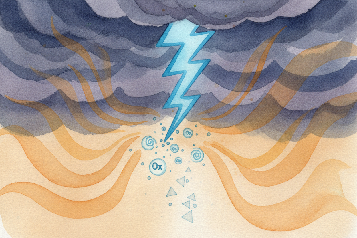 If the storm has lightning, you get a **bonus smell**: ozone. ~~Lightning splits oxygen molecules~~ in the air, and some