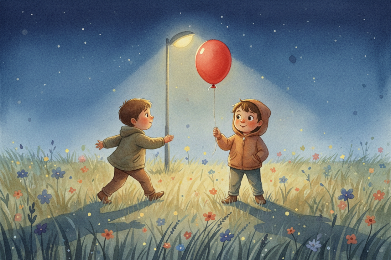 Imagine you're standing in a field, and your friend is one step away holding a balloon. When you move left, the balloon 