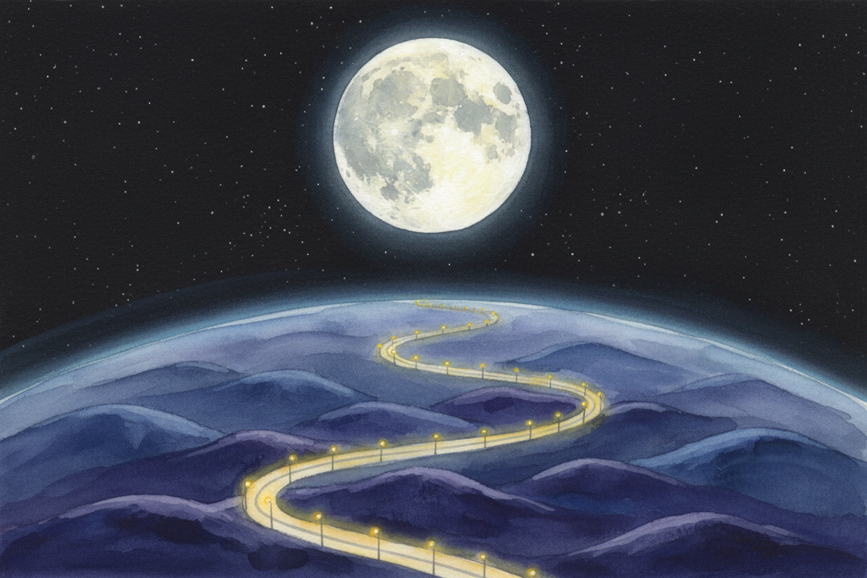 The moon is **240,000 miles** away. ~~That's like~~ *driving around the Earth ten times in a row* without stopping. When