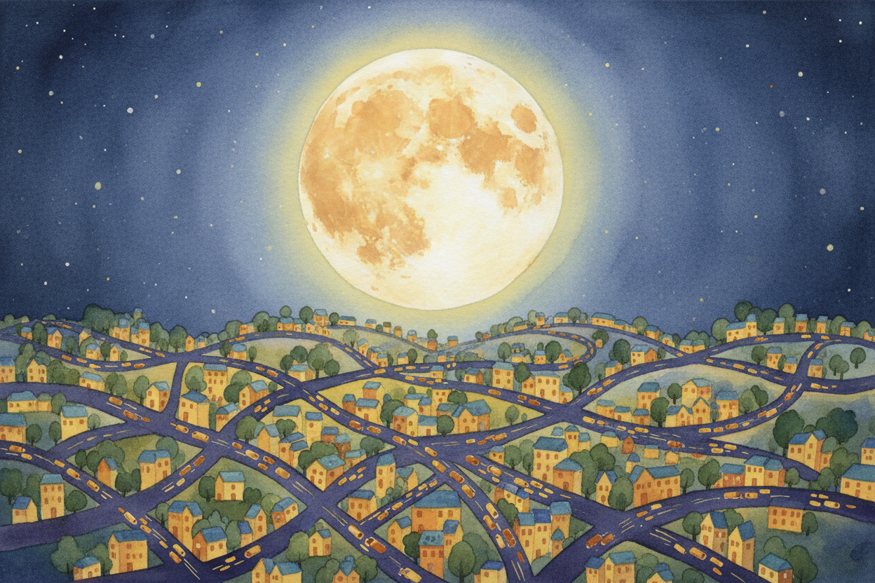 ~~So the moon's not following you~~ — you're just **too small and too close to the ground** for _the moon to notice you'
