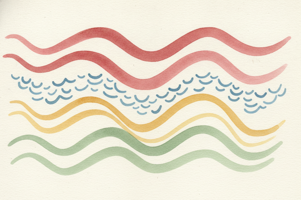 Now, each color travels as a tiny wave, the way the sea moves in ripples. ~~And here's the trick~~ that decides everythi