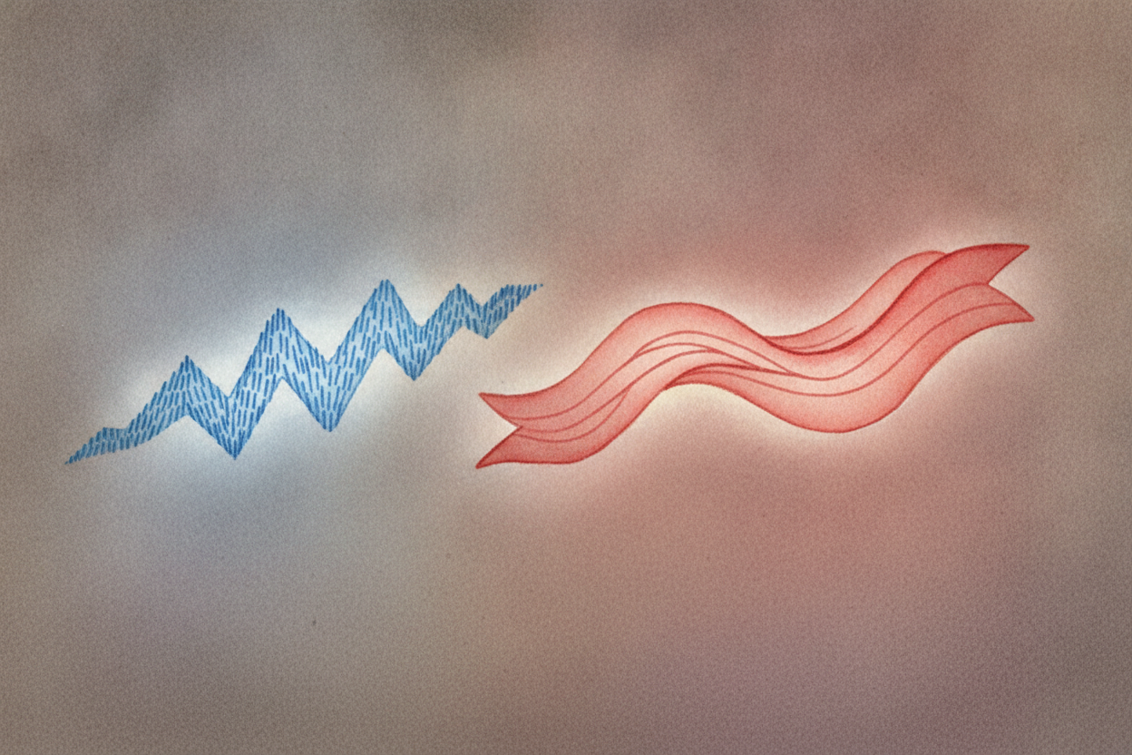 These colors aren't all the same, though. Each one travels as a **tiny wave**. Blue and violet wiggle in ~~short, quick 