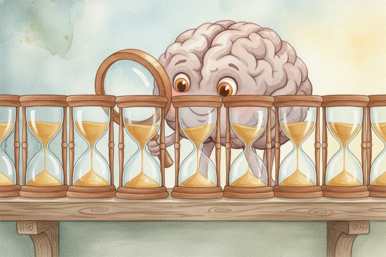 ~~Here's the secret:~~ time itself moves at the same speed always — **one second per second**, steady as a drumbeat. But