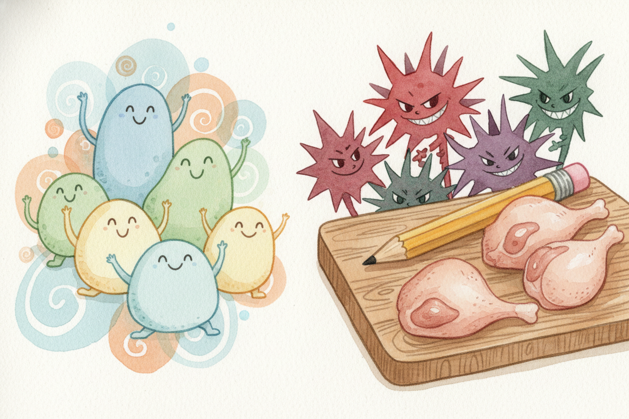 ~~Here's the thing~~ about germs: most of them are **harmless tagalongs**, just passing through. But some are ~~troublem
