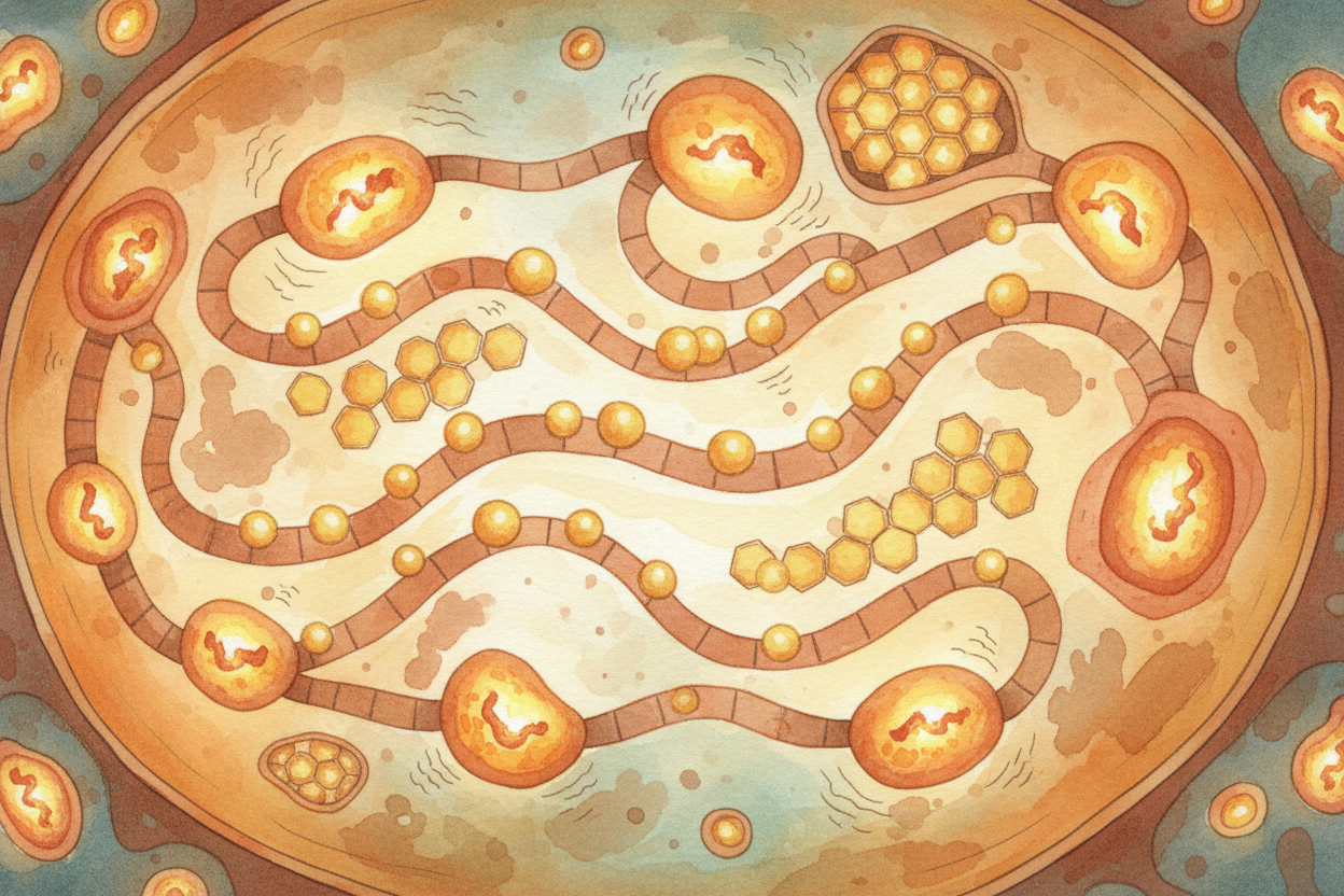 Then there's your energy supply. Your cells run on a molecule called ++ATP++ — basically, **tiny batteries**. All day yo
