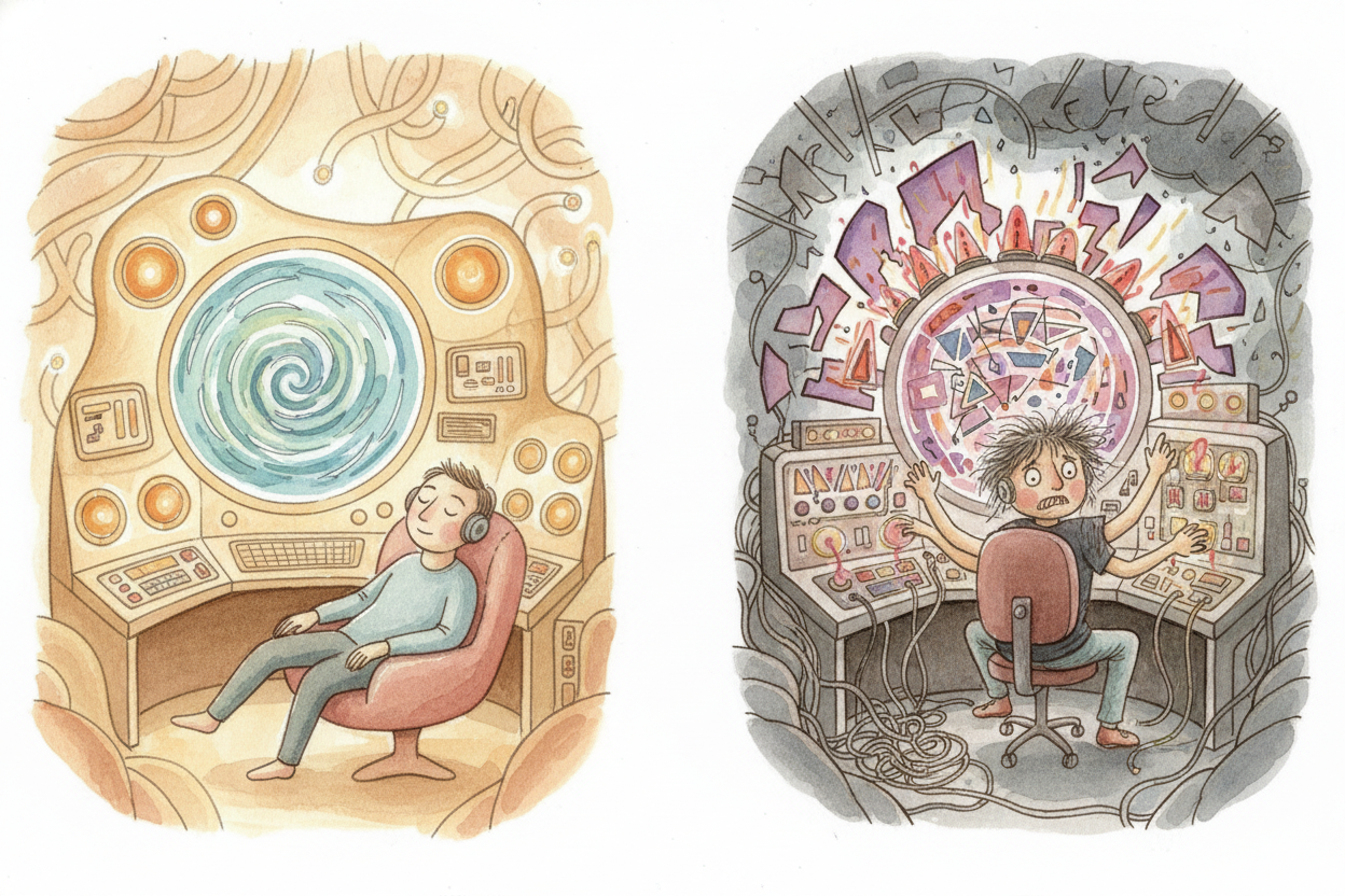 Even your **mood gets a tune-up**. Sleep rebalances your brain's chemistry — serotonin, dopamine, all the neurotransmitt