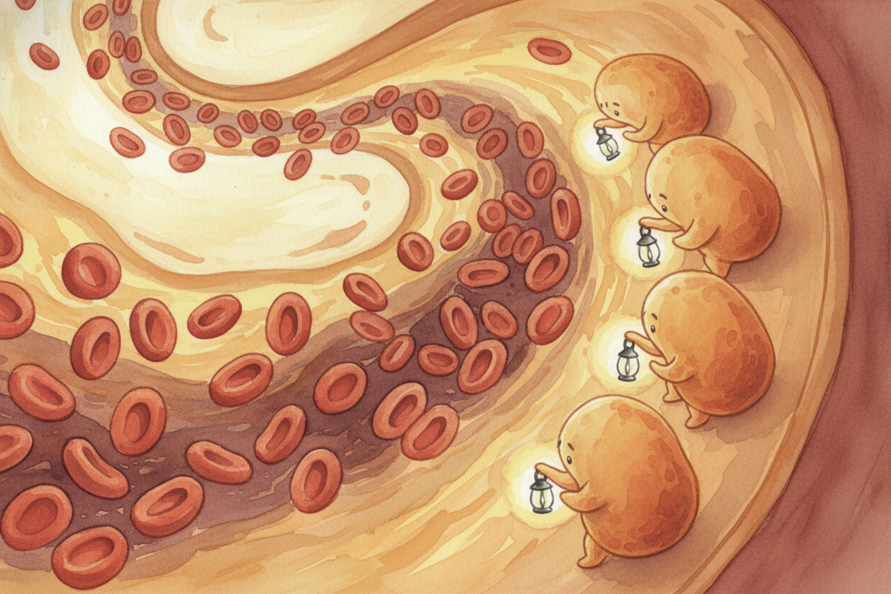 Your body has sensors — special cells that act like **tiny guards** — checking your blood all the time. When water level