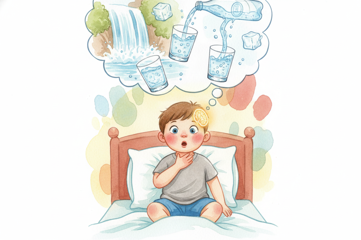 Thirst isn't in your stomach. It's a feeling your brain manufactures on purpose, like an **alarm clock you can't ignore*