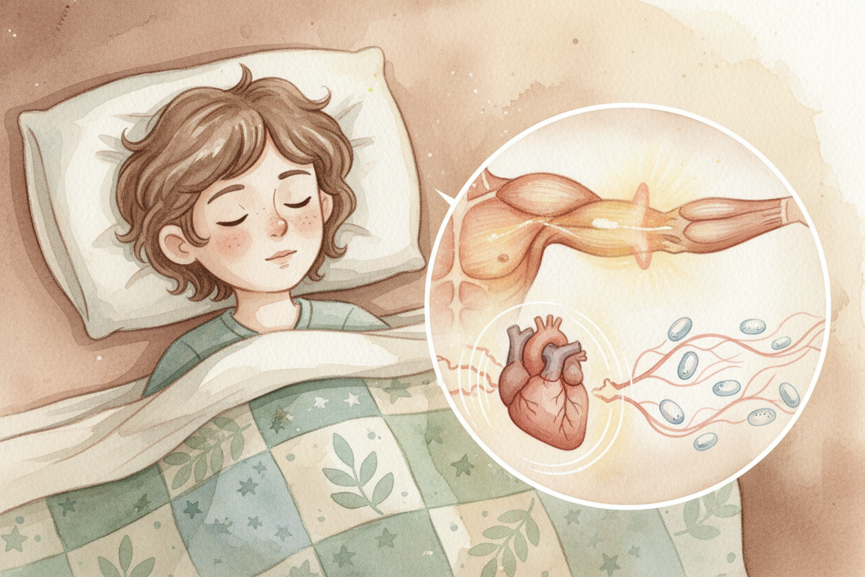 ~~Your body's getting a tune-up too.~~ During deep sleep, your body releases **growth hormone** to repair muscles, your 