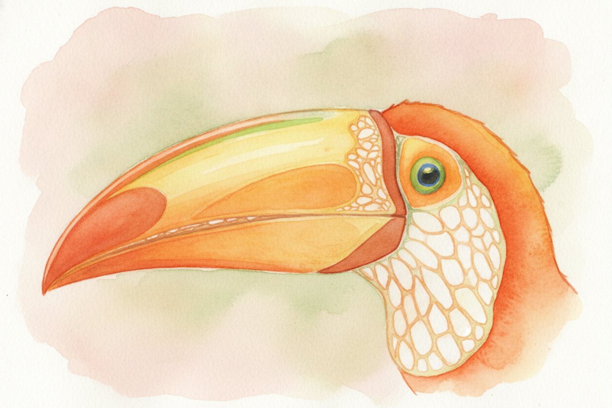 ~~But here's the twist:~~ that giant beak isn't heavy at all. If you tapped it, it would sound almost hollow — because i