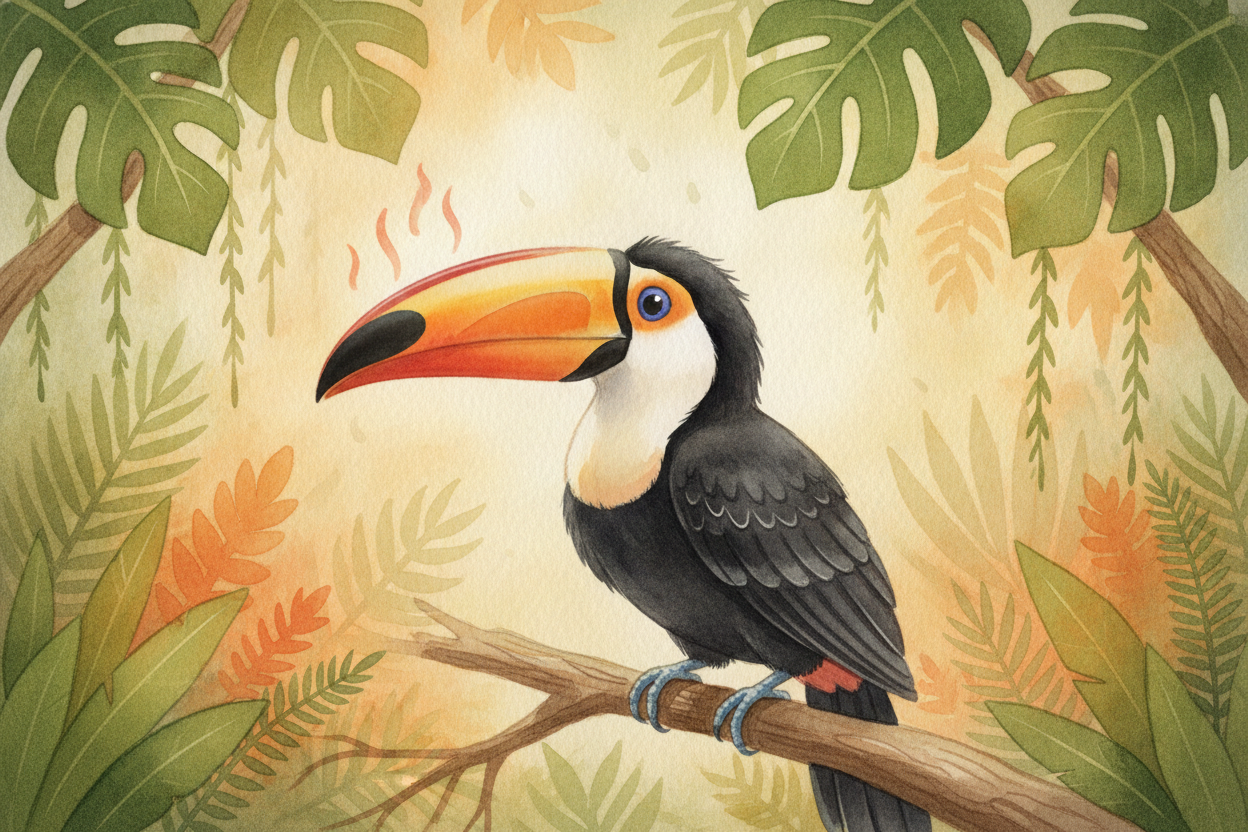 That makes the beak a **built-in radiator**. ~~Birds can't sweat~~ the way we do. When a toucan gets too hot, it sends m