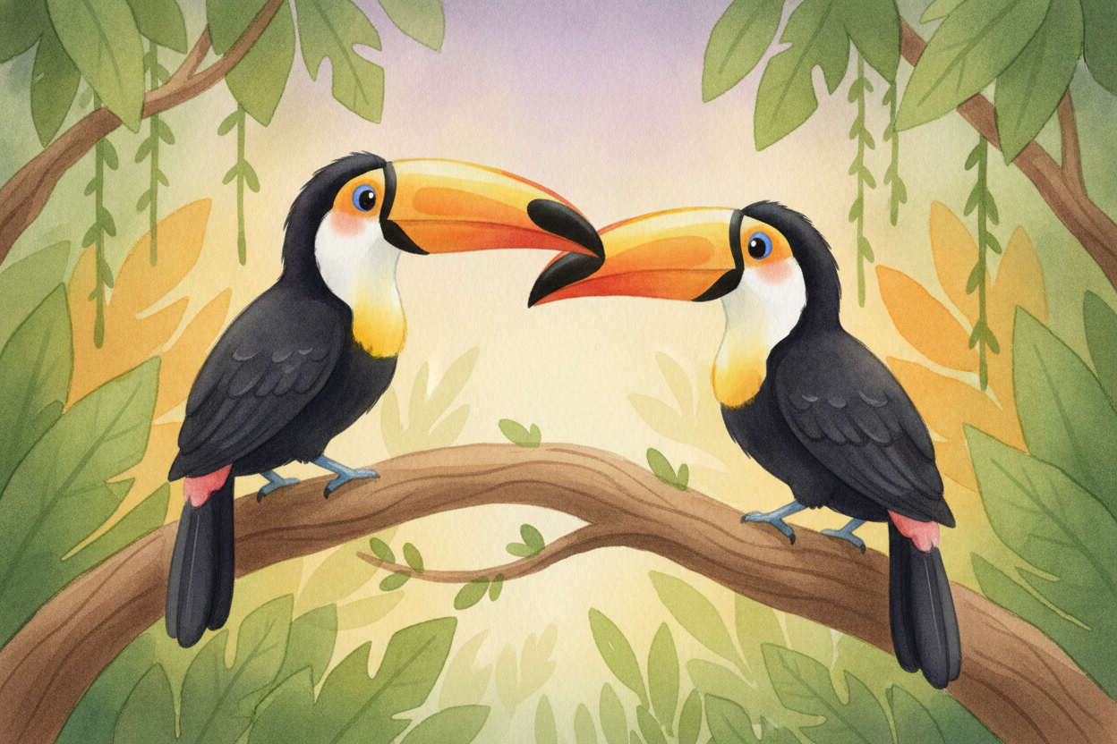 And then there's the ~~show-off factor~~. A toucan's beak is splashed with loud oranges, reds, and yellows — a **billboa