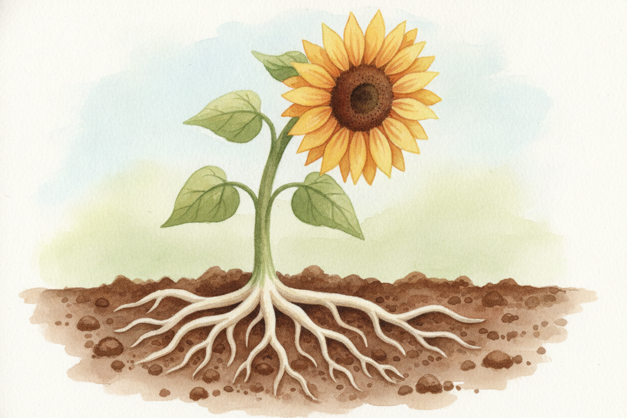 First, soil is a grip. A plant ~~can't run, jump, or hold on for dear life~~ — so it grows **roots like fingers** and gr