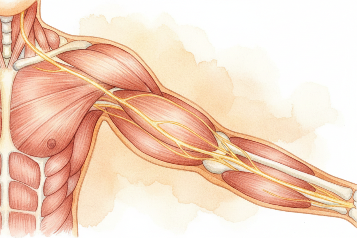 What you're actually hitting is a nerve — a long wire of living tissue that carries messages between your brain and your