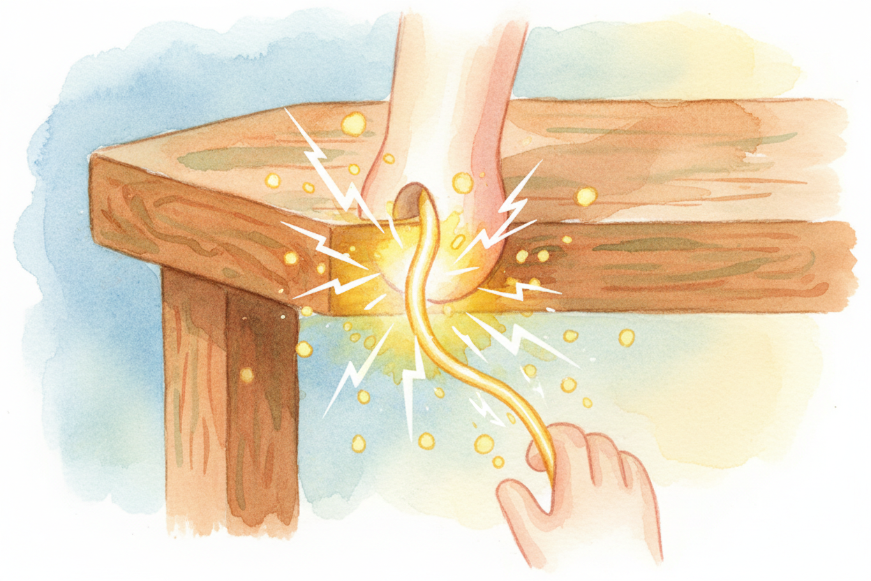 When you **knock your elbow just right**, you're squishing that exposed nerve directly against the hard bone underneath.