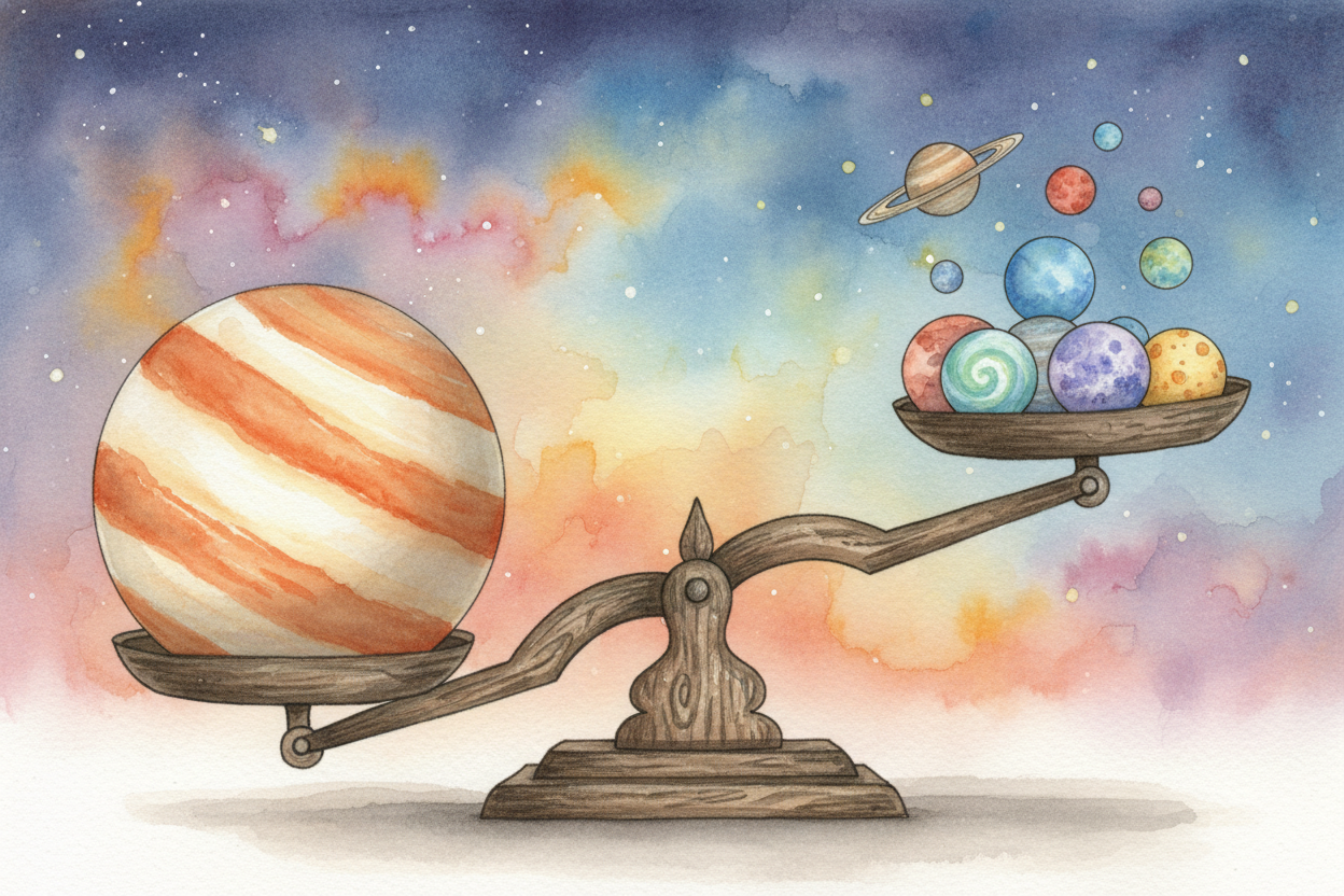And it's still the champion today. If you could somehow weigh the solar system's planets all together, ++Jupiter++ alone