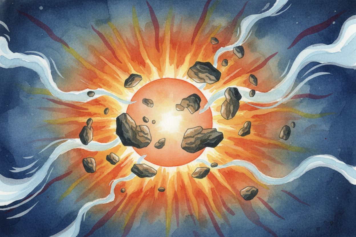 Close to the Sun, it was ~~scorching hot~~. The only crumbs that could survive there were rock and metal — **heavy, stub