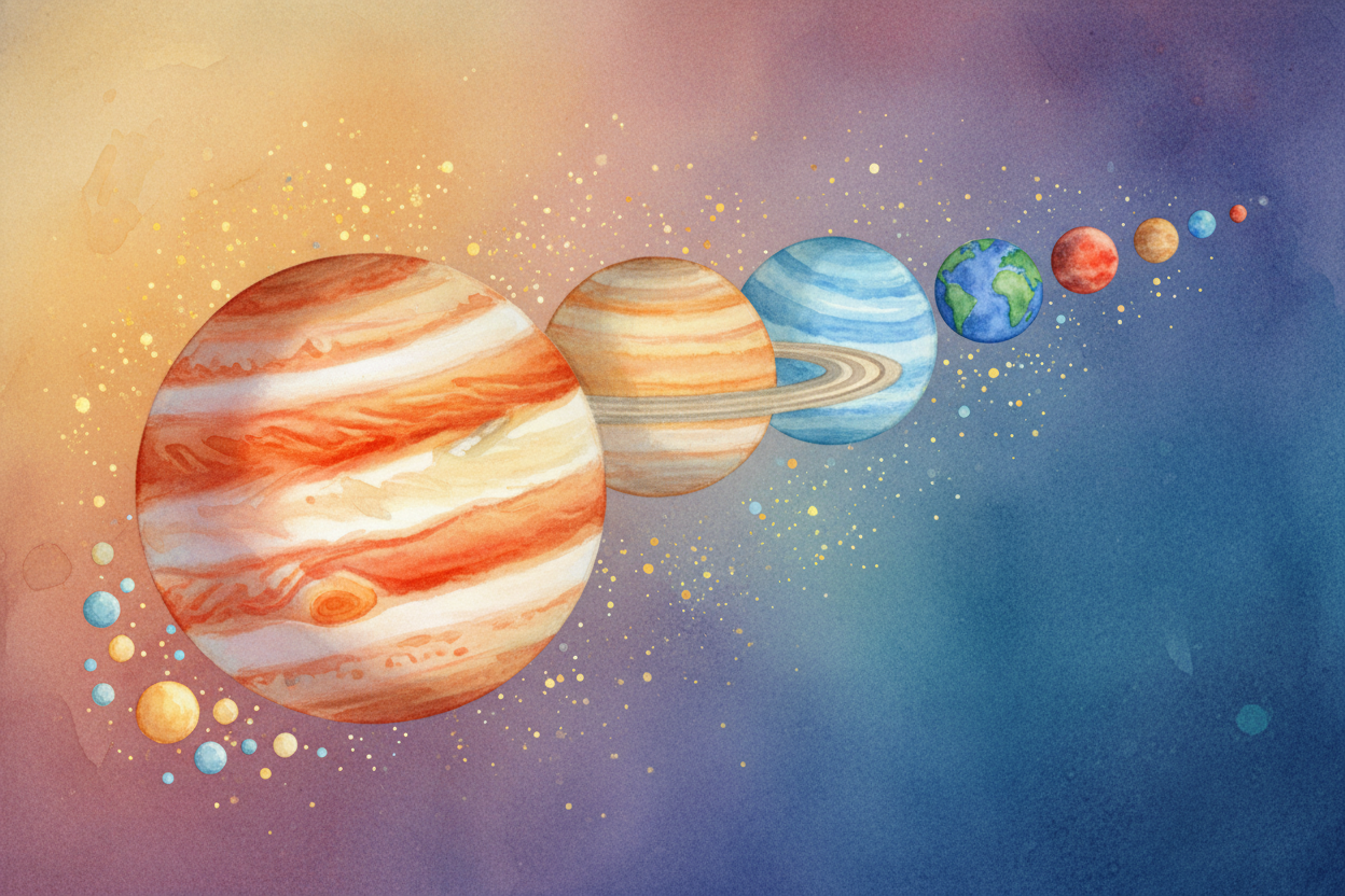 So ++Jupiter++ isn't the biggest because it's special — it's the biggest because of where it sat and what it could grab.