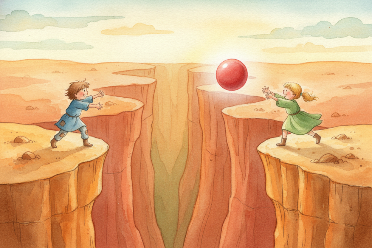 Think of it like this: imagine you're standing on one side of a canyon, and your friend is on the other side. You can't 
