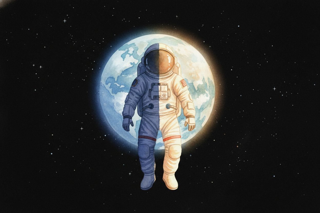 That's why astronauts wear special suits: the side facing the sun ~~heats up FAST~~ from all those incoming photons, whi