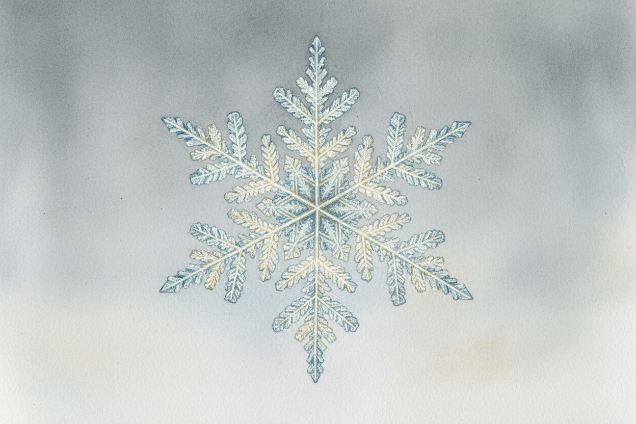 Snowflakes go radial too, but for a different reason: water molecules like to lock together at **120-degree angles**. Wh