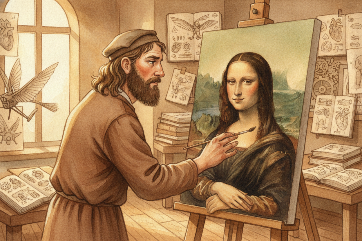 She was painted around the early 1500s by ++Leonardo da Vinci++, who was not just a painter but a **wildly curious inven