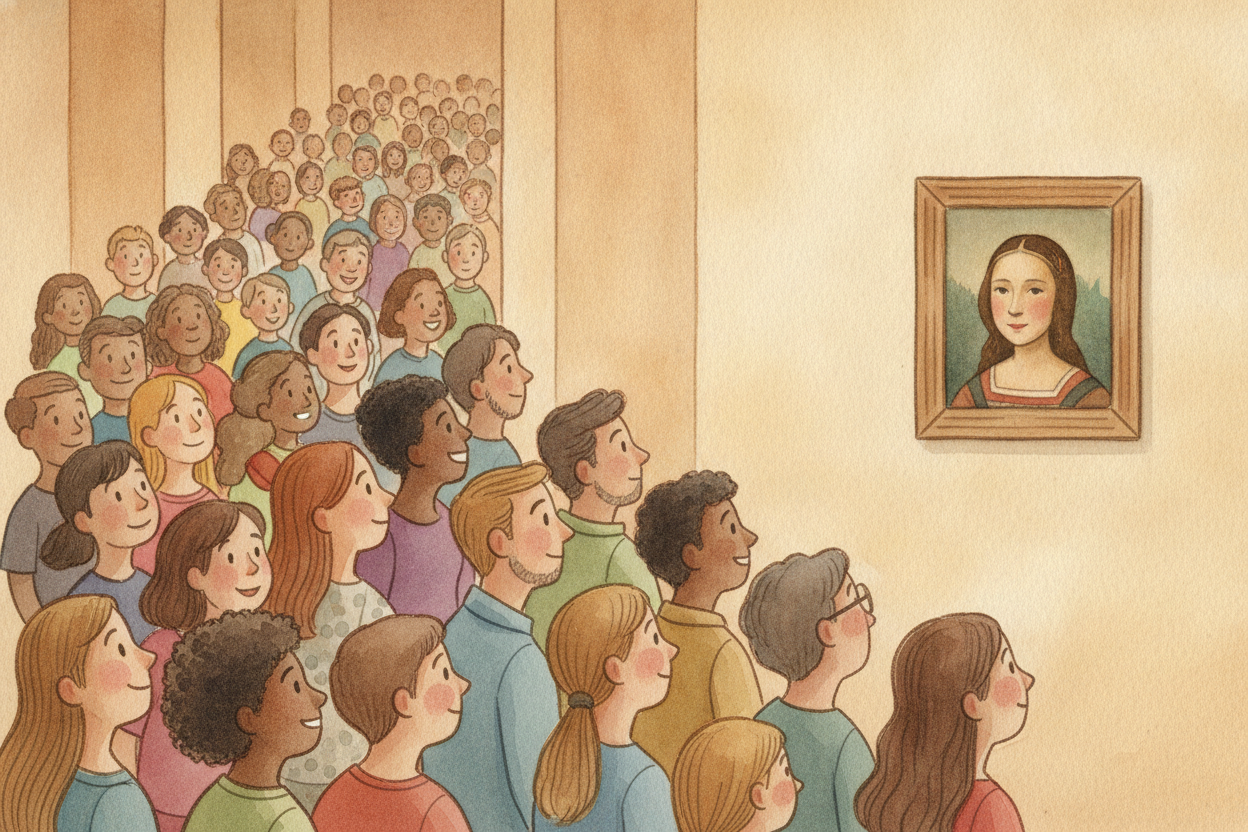 ~~When she was finally found and returned~~, she **came back as a superstar**. Crowds lined up just to see the painting 