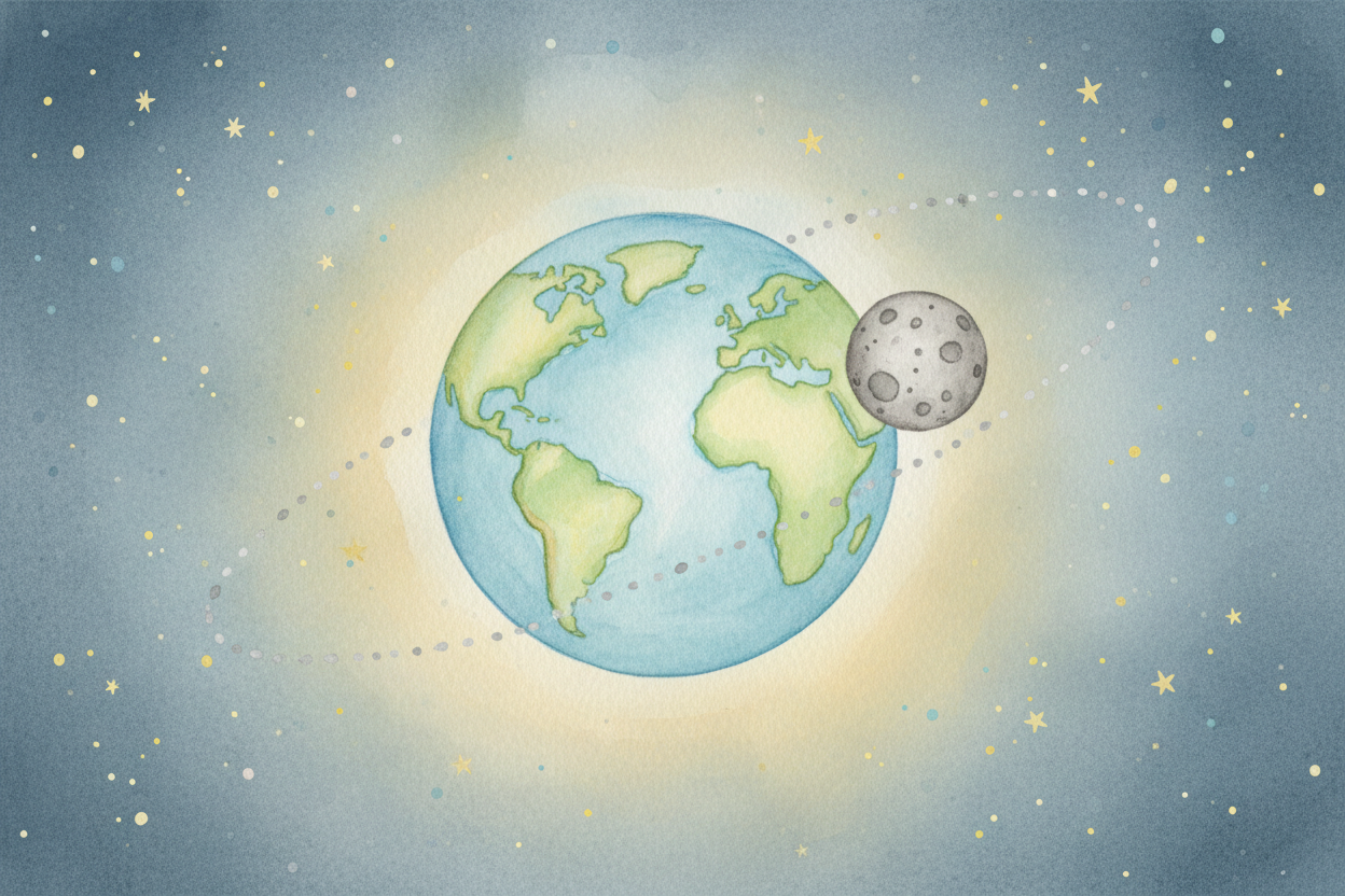 ~~Here's the secret:~~ the moon is **ALWAYS out there**, circling Earth _like a loyal friend walking around you in a ver