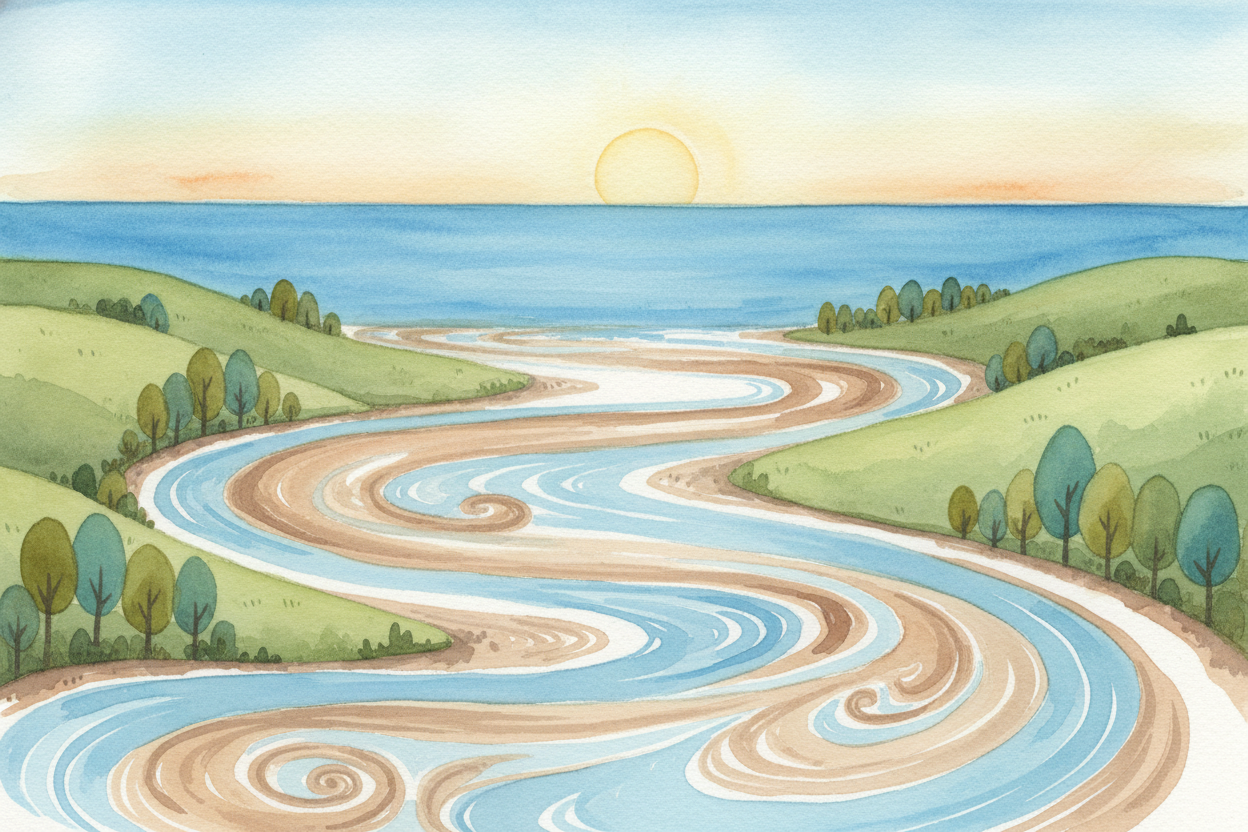 All those streams and rivers eventually dump into the ocean, carrying their **invisible cargo of dissolved minerals**. ~