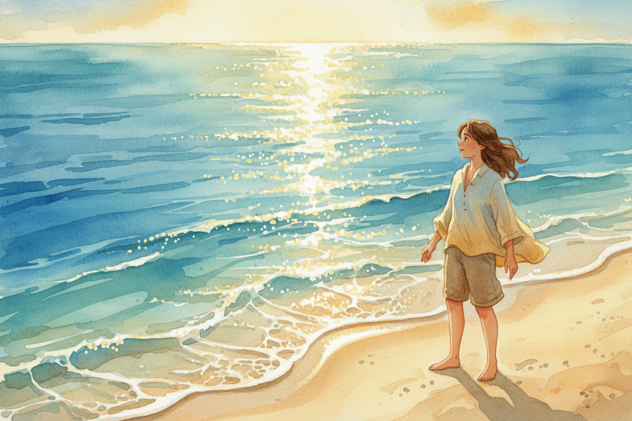 ~~So the next time you stand on a beach, remember:~~ that blue isn't in the water. It's sunlight doing a **magic trick**